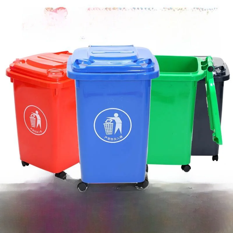 

Large Outdoor Commercial Four-color Classin Tra Can 50L with Wheel And Cover for Kitchen Home Use Sanitation Cleaning