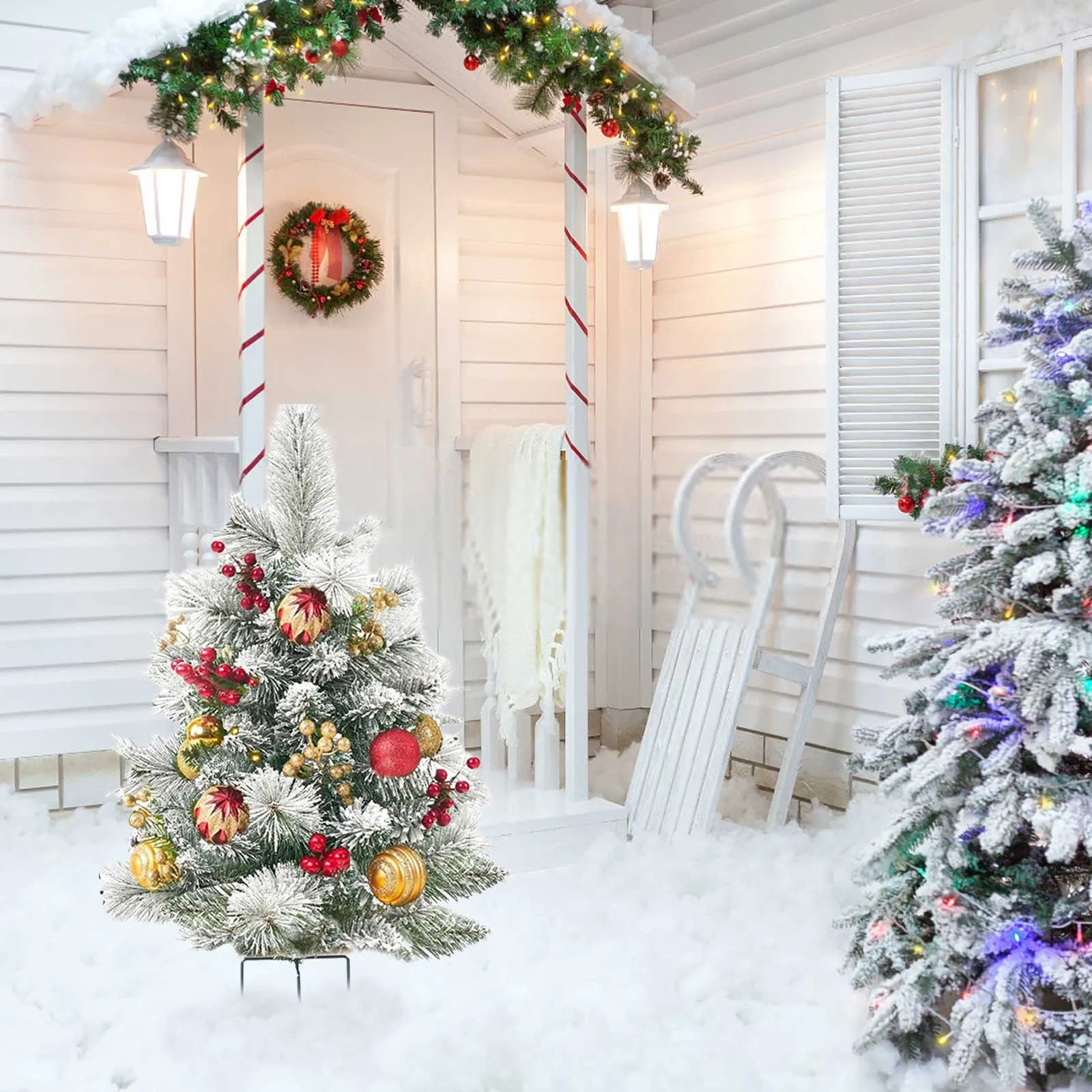 Christmas Tree Christmas Planter Filler Planter Christmas Holiday Planter Filler Outdoor Decoration Xmas Trees With Tripod Stake