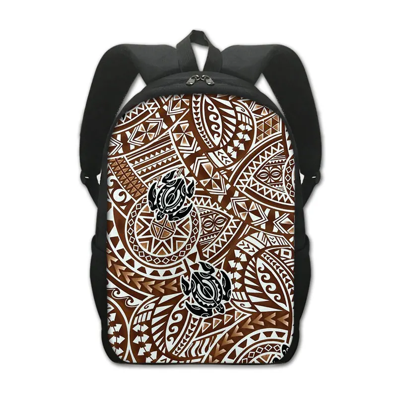 Polynesian Tribal Hibiscus Flower Print Backpack Women Men School Bags for Teenagers Bookbag Laptop Daypack Rucksacks Gift