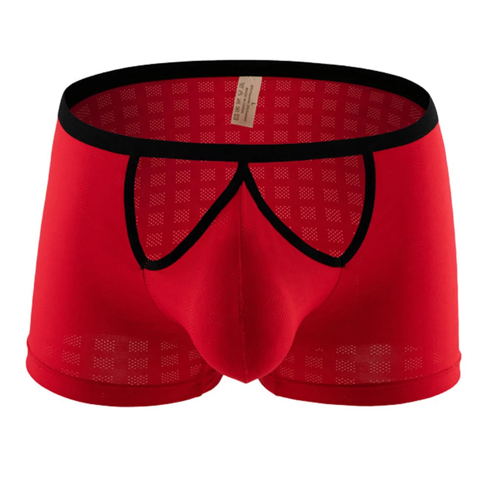 Мужские трусы-боксеры из ледяного шелка, нижнее белье, дышащее сексуальное полое тонкое нижнее белье, хит продаж