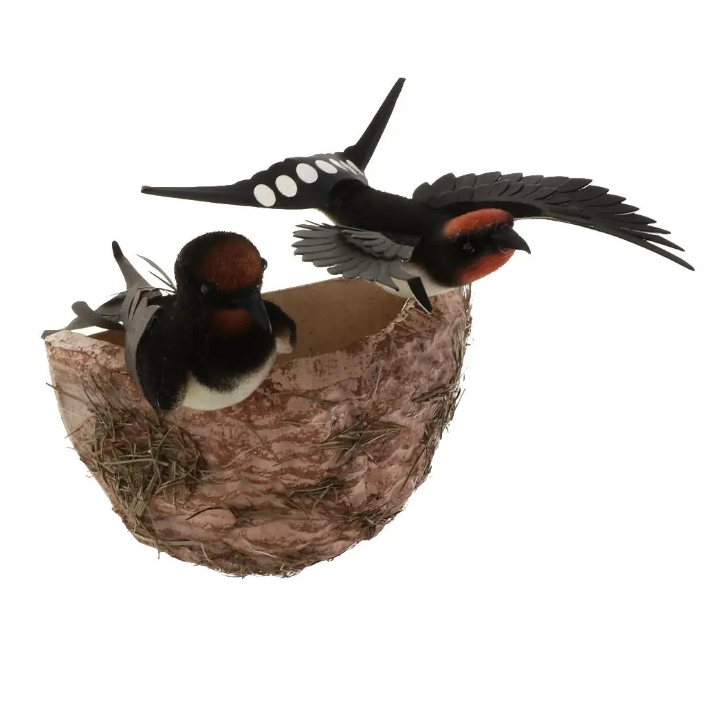 Realistic Artificial Birds Nest Foam Bird Decoration Feather Bird Props for Photography Shop Window