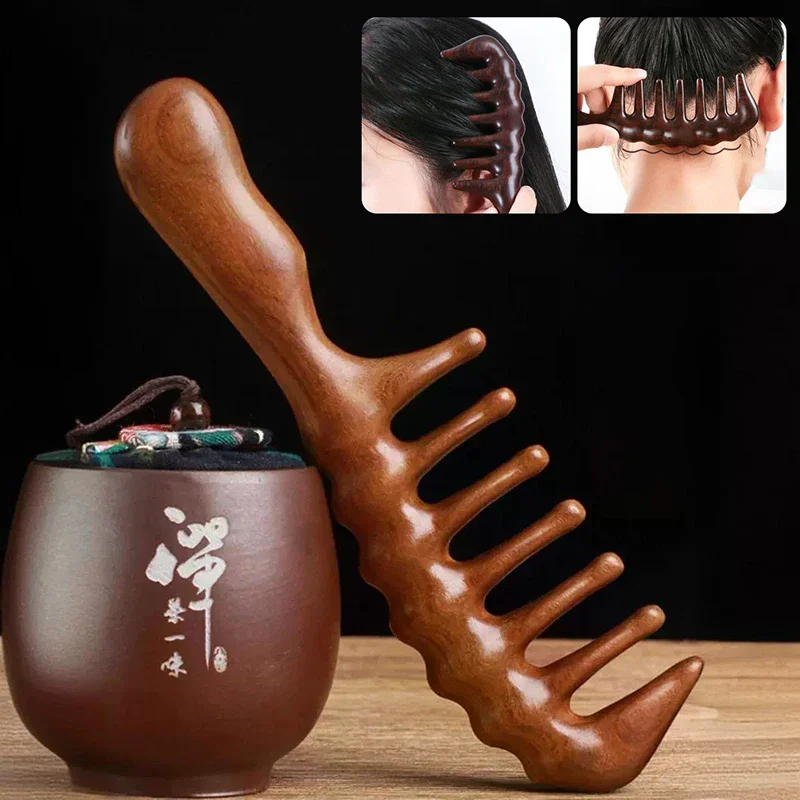 

Natural Sandalwood Hair Combs Anti-Static Wooden Comb Massager Long Wide Tooth Detangle Sandalwood Comb Hair Care Household Gift