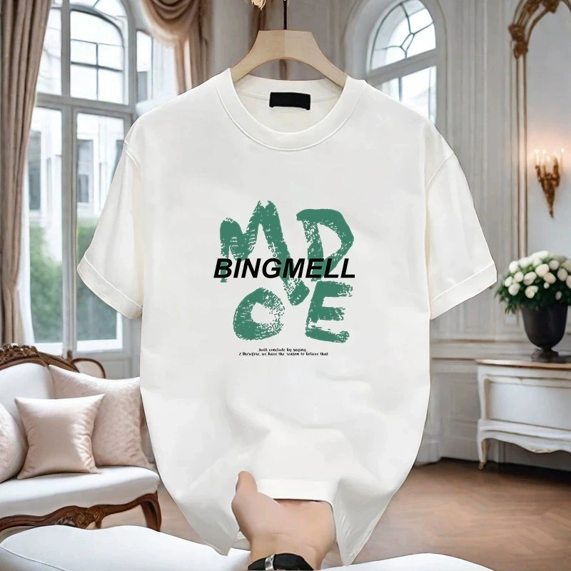 

Men's Cotton T-shirts 5XL Black T Shirt for Men Casual Summer Wear Fashion Letter Print Tee Shirts White Men Clothing