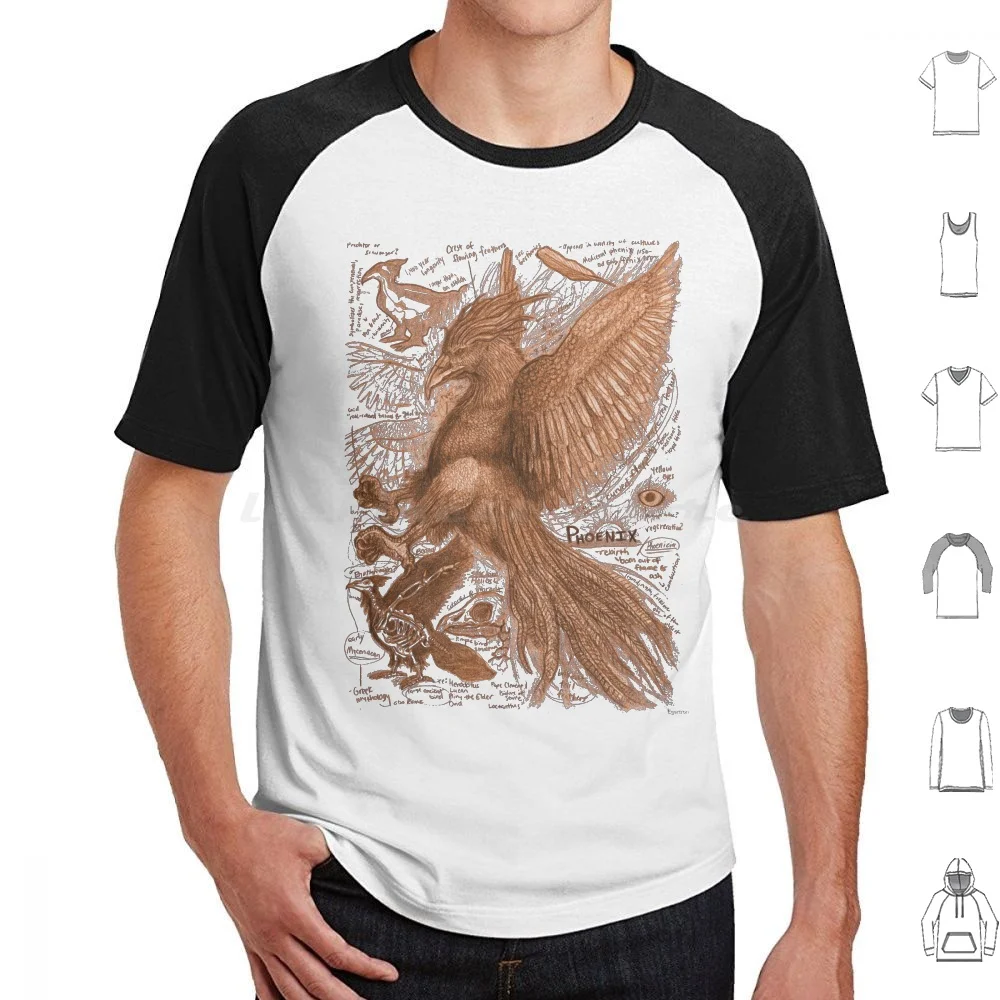 Egertronpuck'S Orange Phoenix Anatomy Illustration T Shirt Cotton Men Women Diy Print Cryptid Cryptozoology Monster Mythical