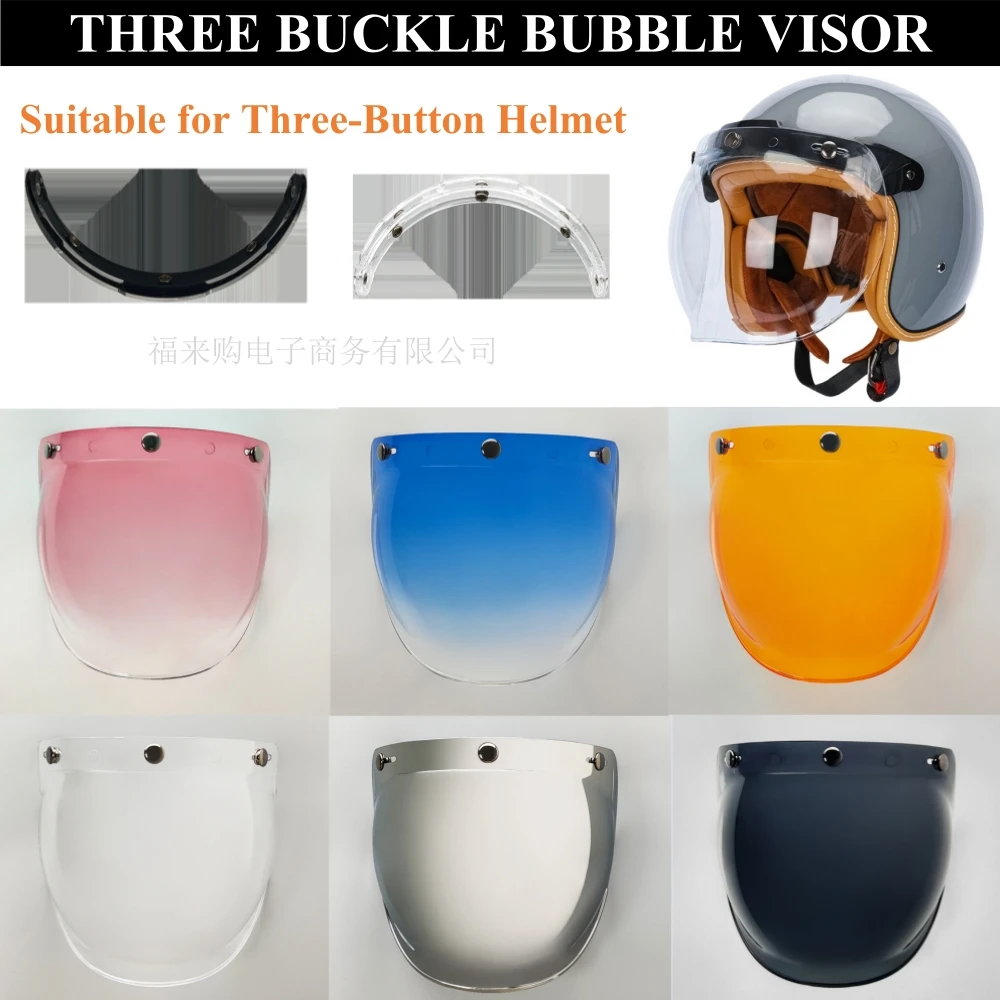 

Three Button Bubble Helmet Visor Flip Up Capacete Lens Windshield Uv Protection Visera Motorcycle Accessories 8 Colors Available