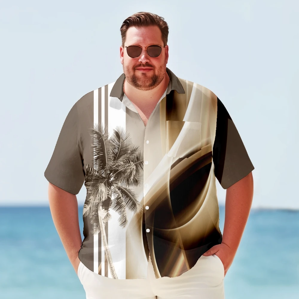 Hawaiian Shirt For Men Big & Tall Palm Trees Quick Drying Men\'s Shirts Summer Plus Size Y2kStreetwear Short Sleeve Oversized