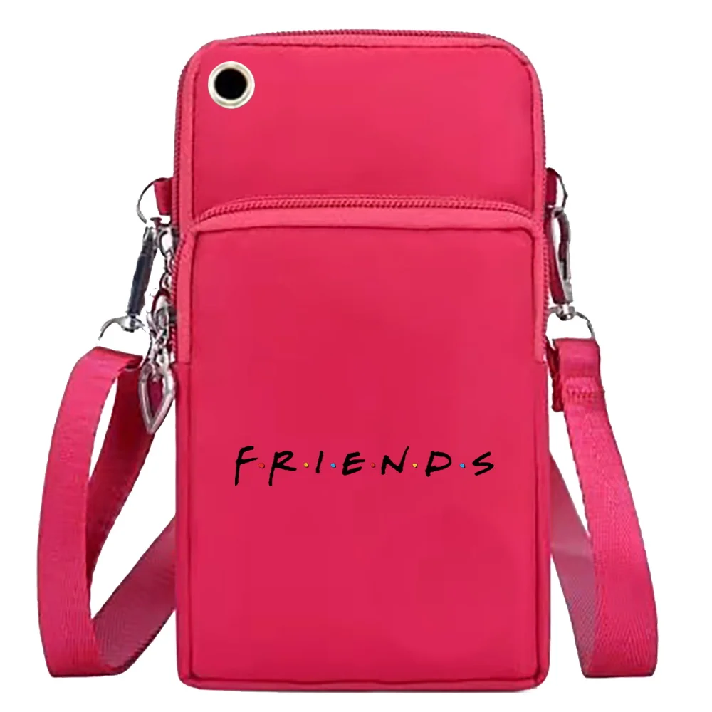 Mobile Phone Bag for Iphone/huawei/xiaomi/samsung Universal Shoulder Bags Wrist Pack Arm Bags with Headset Hole Friends Pattern