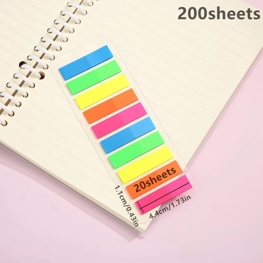 200 Blatt transparente Notizblock Haft notizen Index Tabs Lesezeichen für Bücher kawaii ästhetische Schreibwaren Büros chule – Detail 5