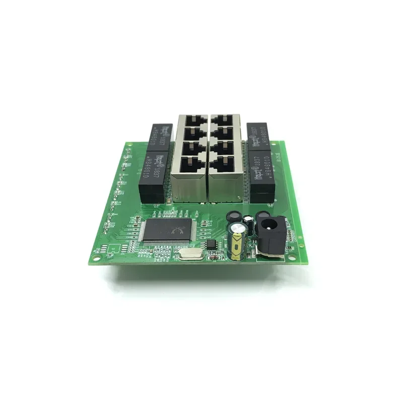 OEM PBC 8 Port Gigabit Ethernet Switch 8 Port met 8 pin cara header 10/100/1000 m hub 8way power pin papan Pcb OEM schroef gat