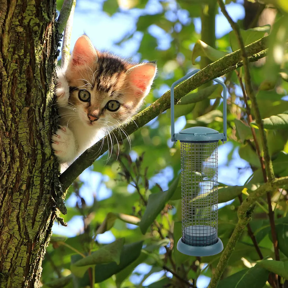 

2Pcs Metal Hanging Bird Feeder Outdoor Garden Bird Food Dispenser Large Capacity Sturdy Mesh Feeder for Courtyard Tree Fence