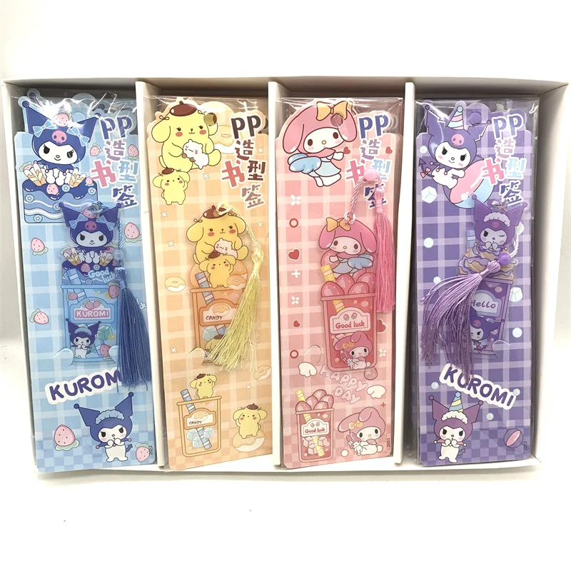 4pcs Sanrio Bookmarks for Books Kuromi Tassel Melody Cinnamoroll Cartoon Cute Children Girls Elementary School Supplies Gift