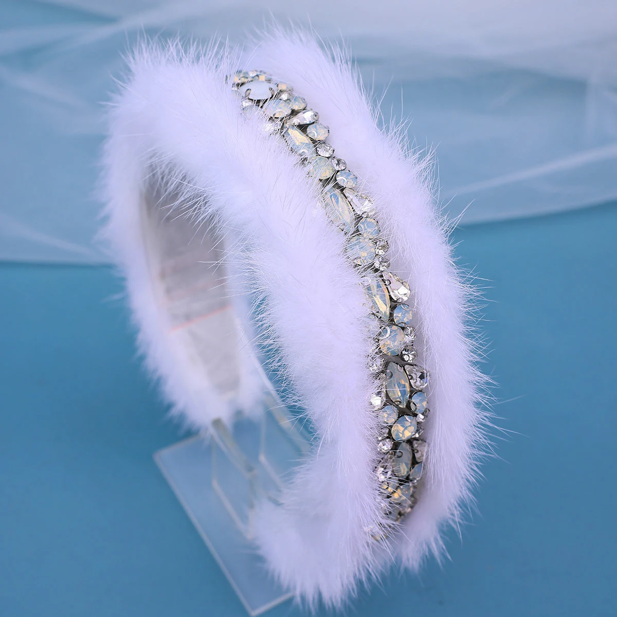 New Baroque Rhinestone Mink Fleece Headband Hairbands For Women Crystal Rhinestone Hairband Headband Girls Hair Accessories