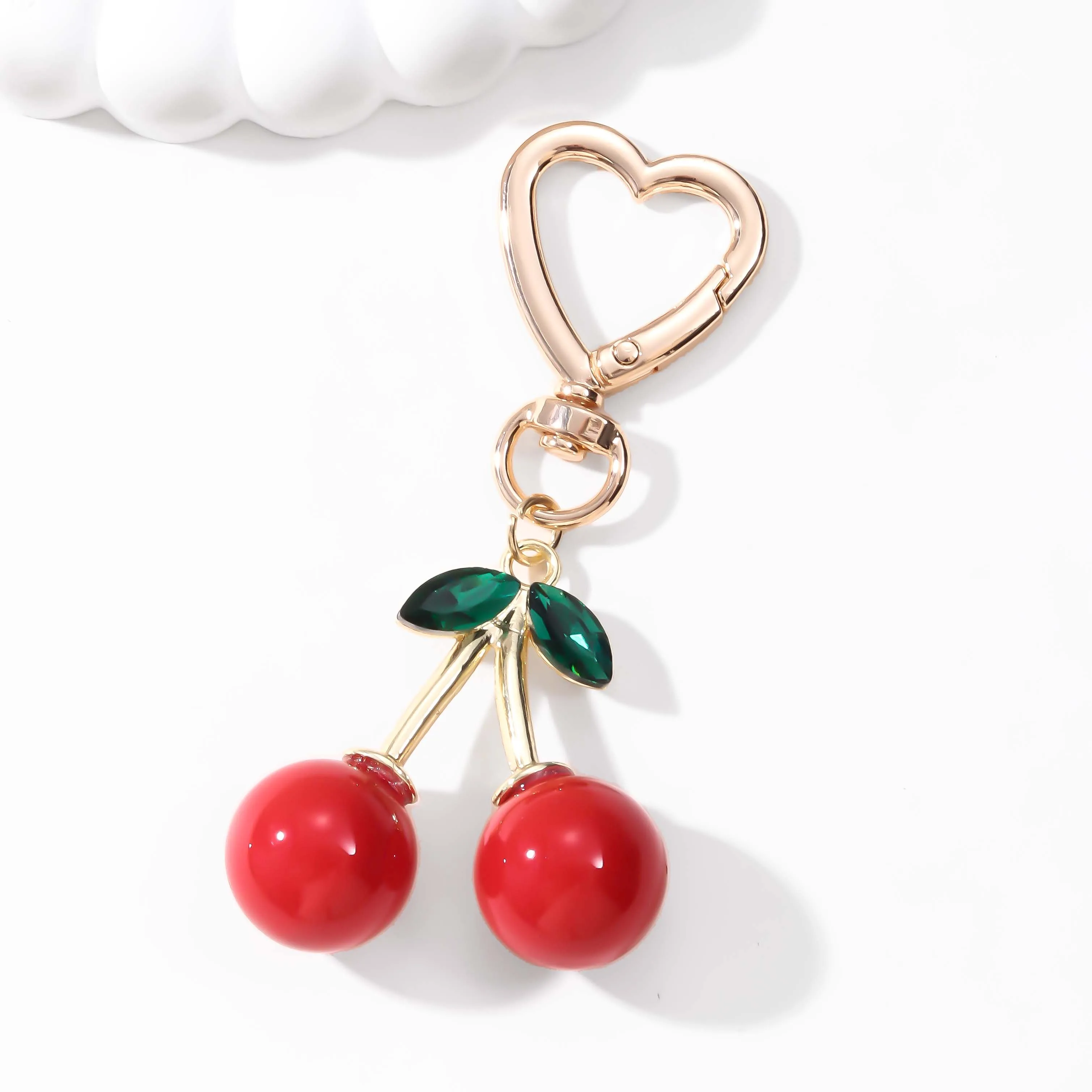 Pretty Three-dimensional Cherry Acrylic Keychain Lovely Fruit Plant Key Ring For Women Girls Friendship Gift Handmade Jewelry