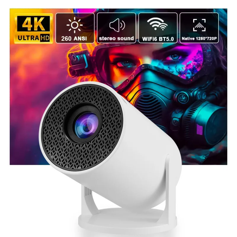 

2026Новый проектор 8K Wi-Fi6 Проектор сверхвысокого разрешения Android 14 Dual WIFI BT5.0 1280*720P Домашний кинотеатр Портативный на открытом воздухе