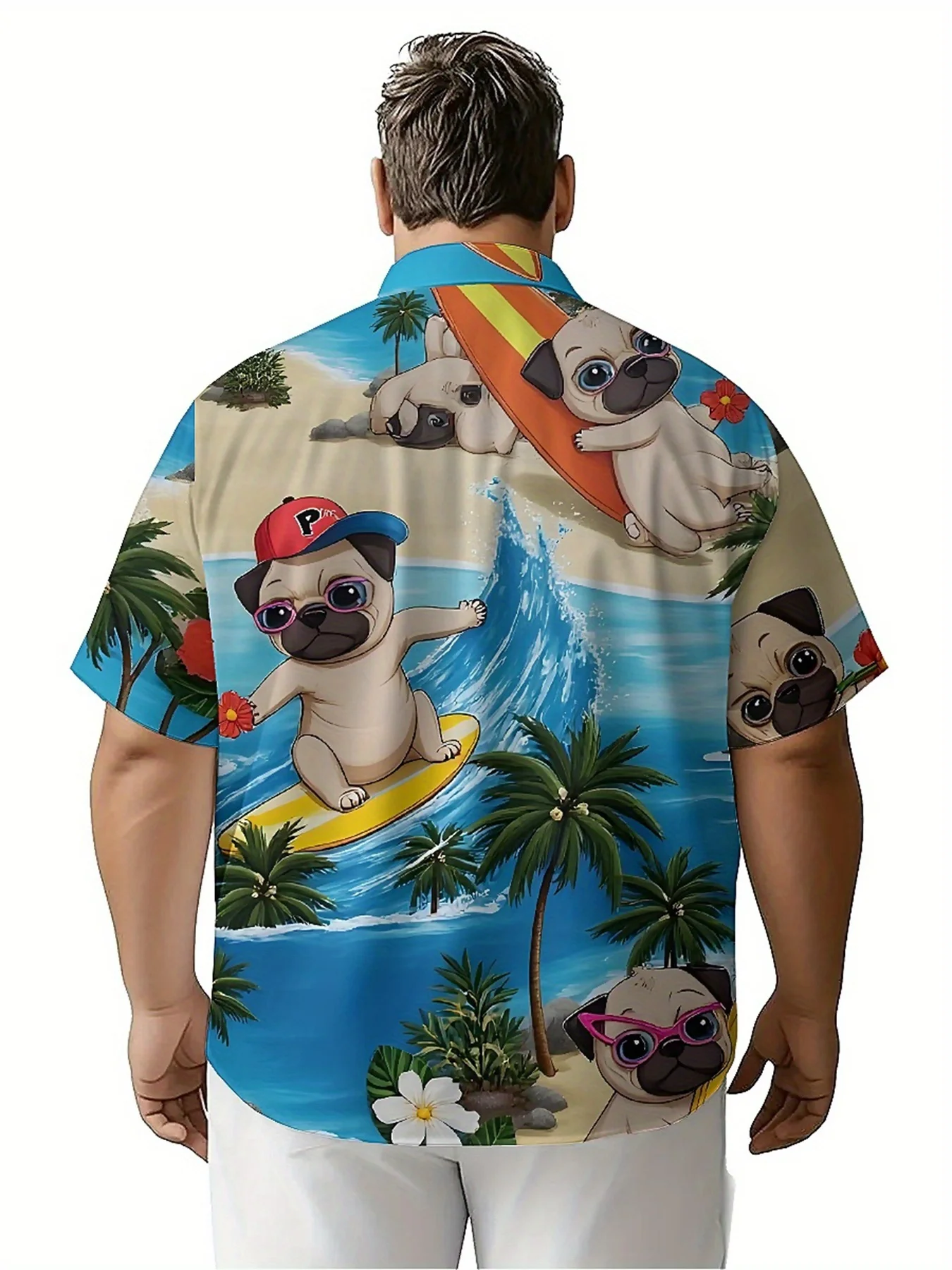 Camisa Hawaiana Hombre Talla Grande Cachorro Surf - usage example