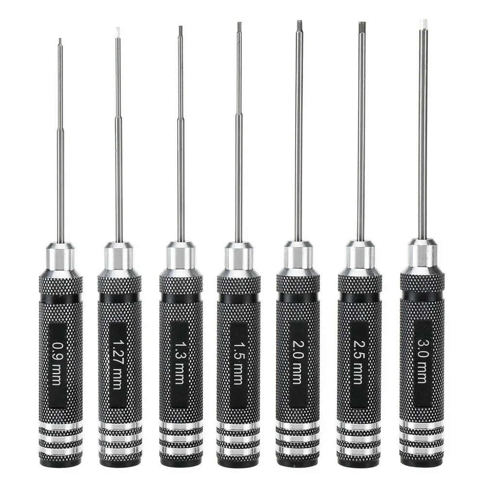 7pcs Hex Screw Driver Screwdriver Set 0.9/1.27/1.3/1.5/2.0/2.5/3.0mm Hexagon Screwdriver RC Hobby Tool For RC Model Screw Driver