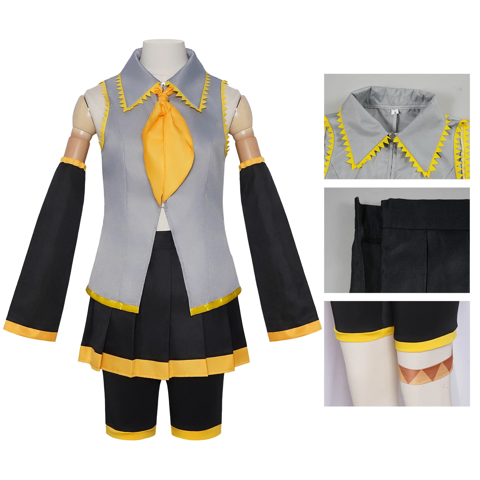 

Yellow College JK Uniform V Home Virtual Hypnotist Cosplay Costume New Mesmerizer Akita Neru Yellow Vest and Bloomers Outfit