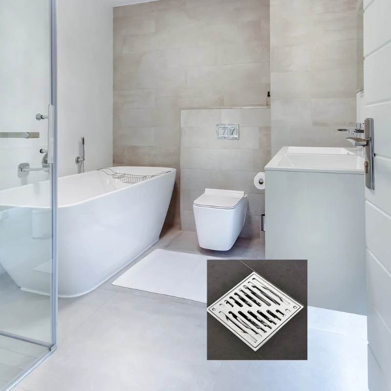 Stainless Steel Shower Square Drain Plug Cover Anti-Odor Bathroom Floor Strainer Drop shipping image 4