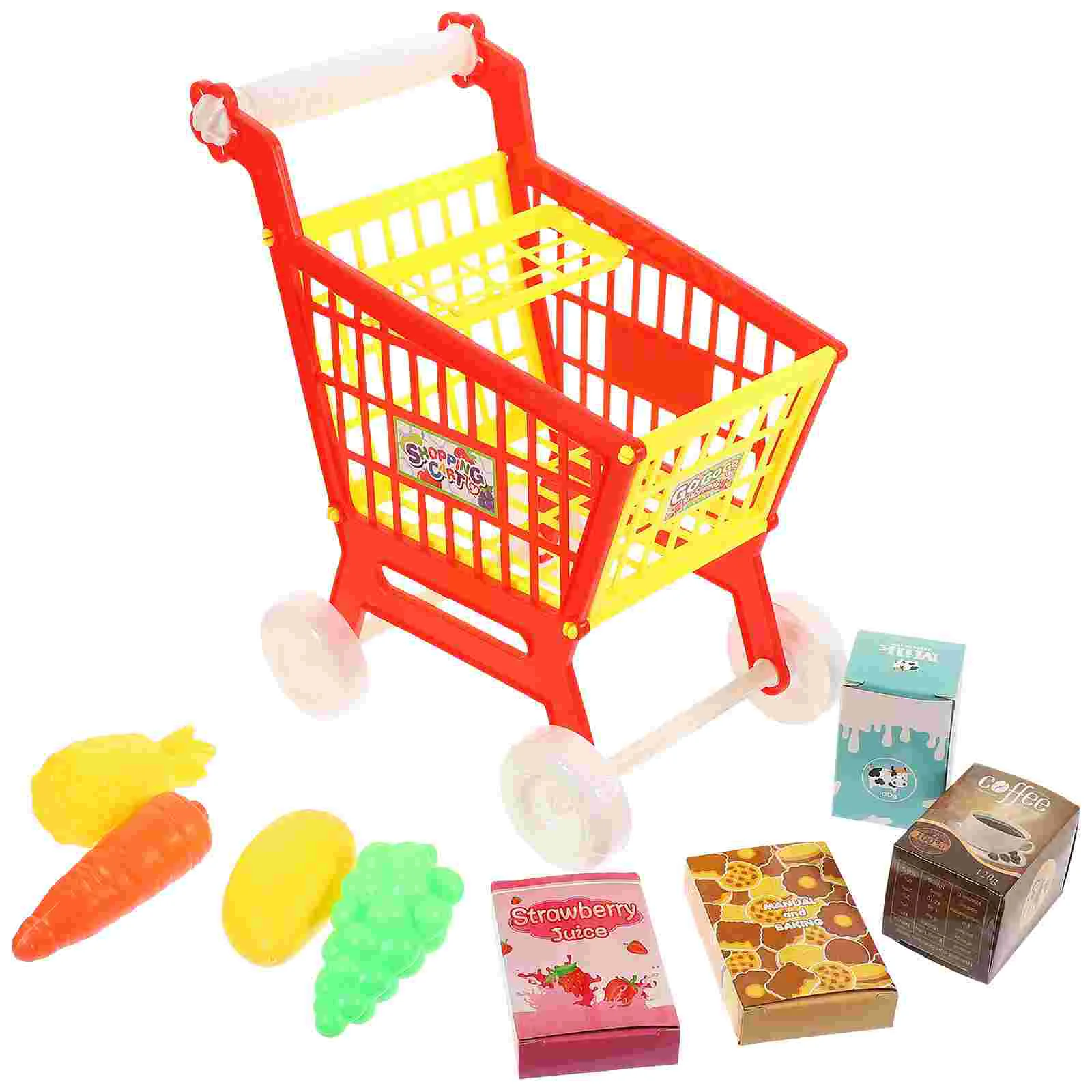 Play House Toy Child Supermarket Trolley Compact Shopping Cart Children’s Toys Vegetable Lifelike Abs Childrens