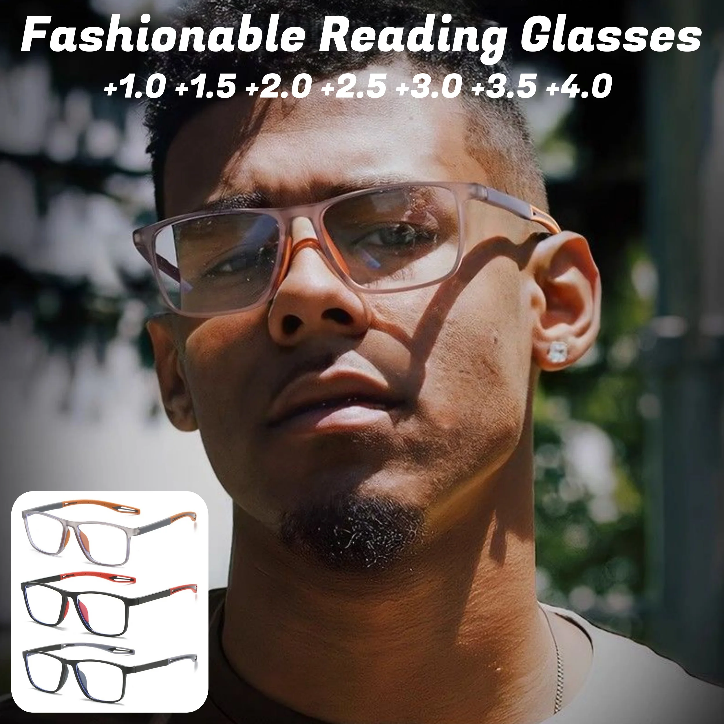 8pcs Super Value Rectangle Simple Sport Non-Slip Presbyopia Glasses - Multiple Pairs for Middle-Aged and Elderly Men and Women