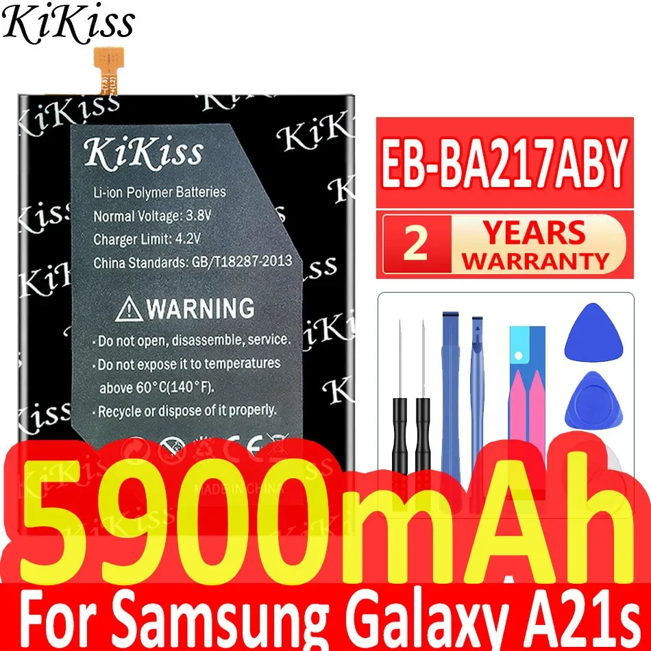 KiKiss Battery New 5900mAh EB-BA217ABY Phone for Samsung Galaxy A21s SM-A217F/A12 SM-A125F