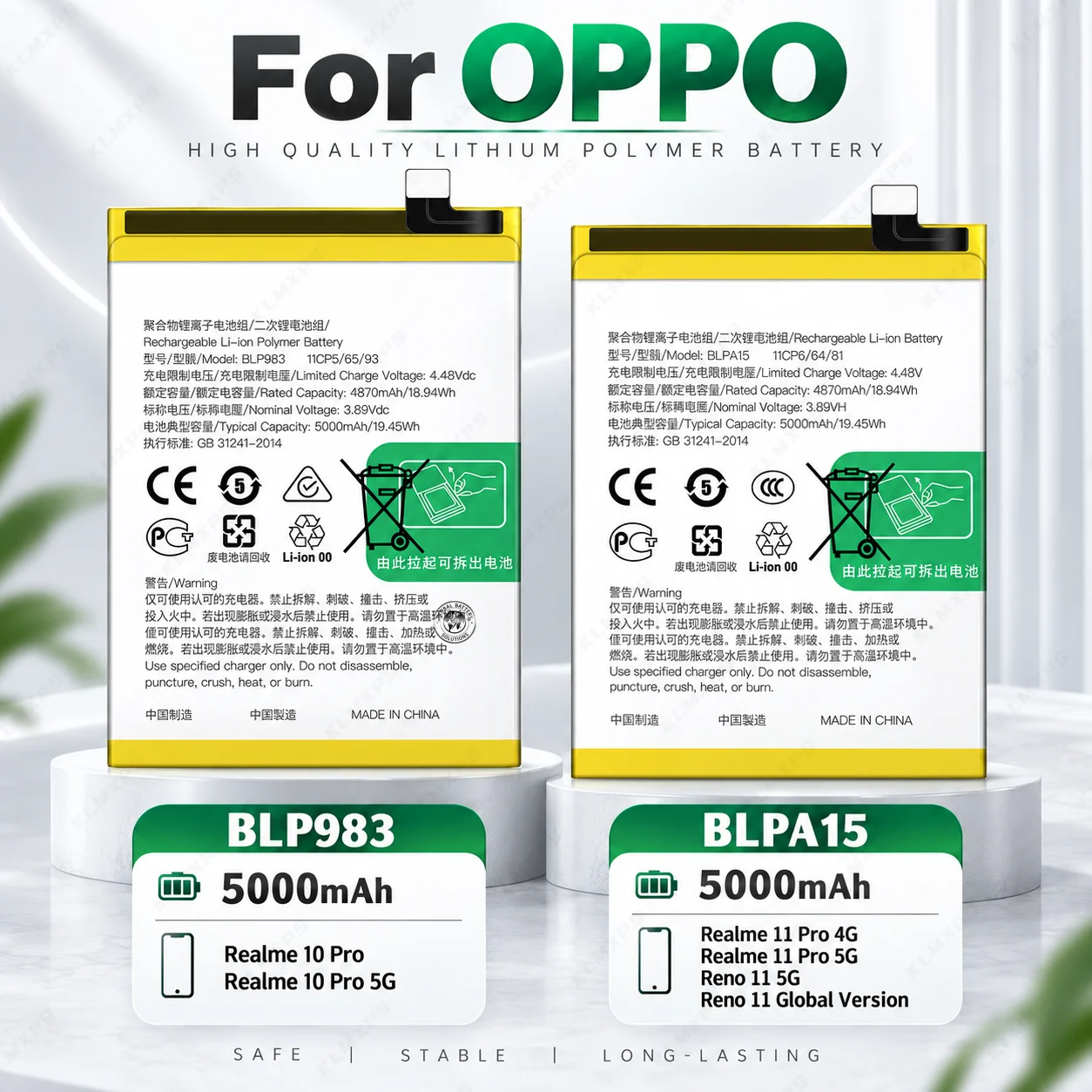 Replacement Phone Battery BLP705 BLP983 BLPA63 BLPA15 BLPA41 For OPPO OnePlus Reno 10X Zoom Reno 11 11F 12 Pro