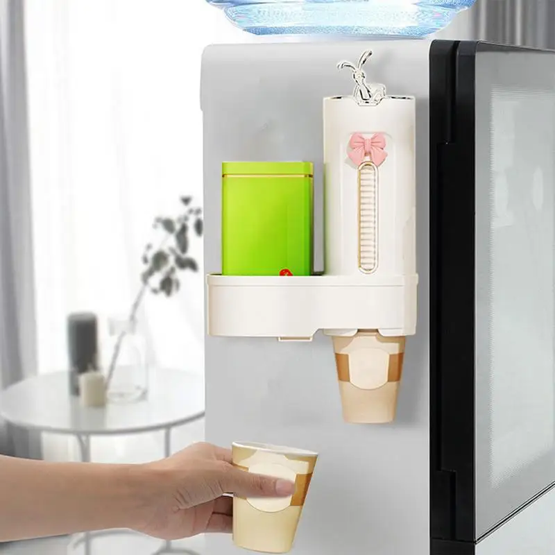 Wall Mount Cup Holder com Bandeja, Mouthwash Dispenser, Copo de papel adesivo, Wall Holder, Caixa de armazenamento, Pull-Type