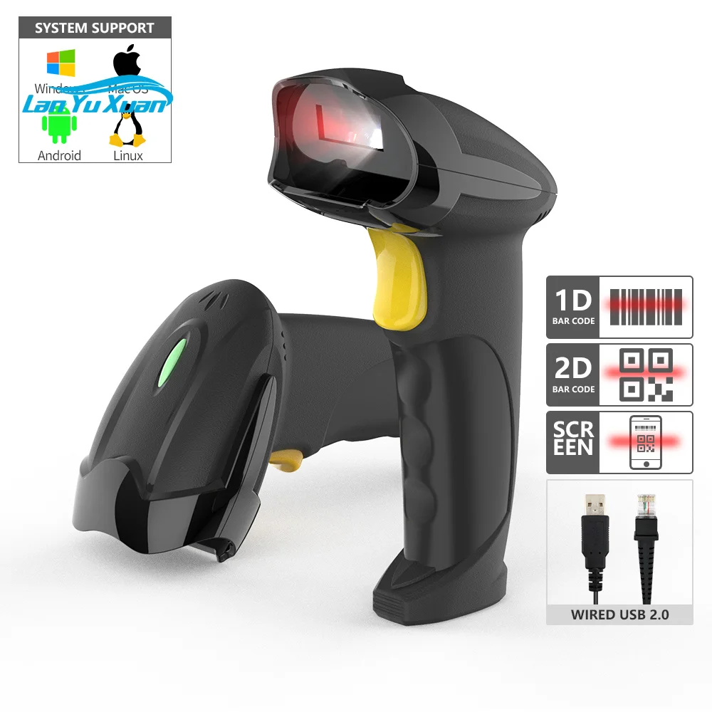 GTCODESTAR X-760H Barcode Scanner 2d Image  Barcode Reader QR Wired USB 1D 2D Barcode Scanner for Supermarket Payment