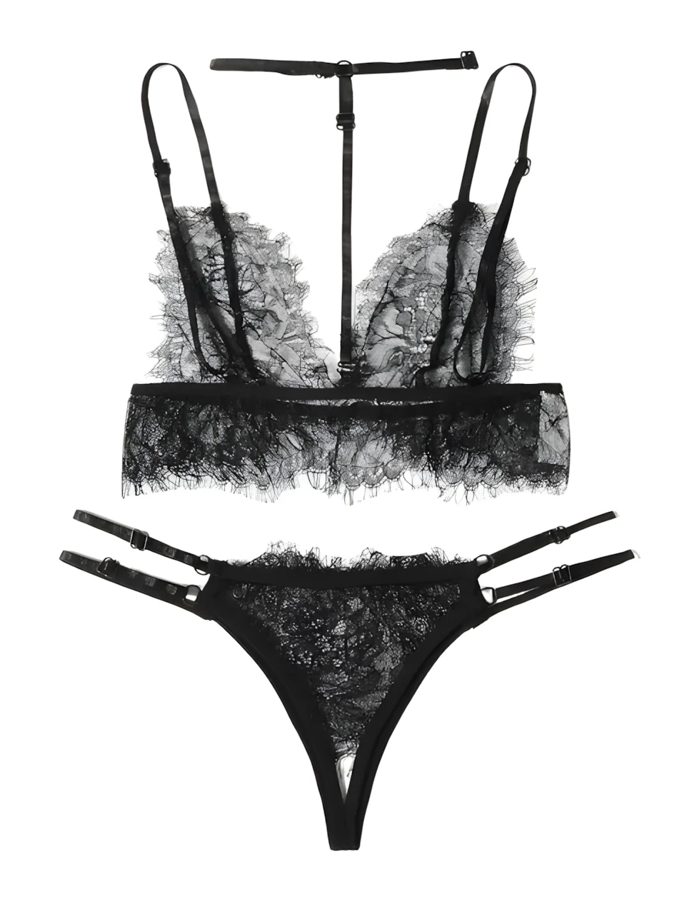 

Toucheart Sexy Lingerie Suit Female Sexy See-through Lace Halter Bra Set Adjustable Leg Ring Set for Women Sexy Underwear New