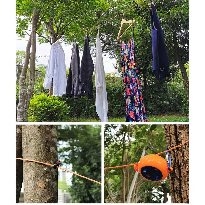 

Clothes Rope Retracting Outdoors Clothes Rope RV Clothesline Laundry Drying Cord With Buckles & Hangers Clothes Drying Rope For