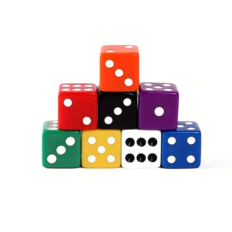 100 Pieces, 50 Pieces, 10 Pieces, A Set Of Acrylic Dice 0.62-inch Game Dice, Math Games -10 Colors,Free Velvet Storage Bag