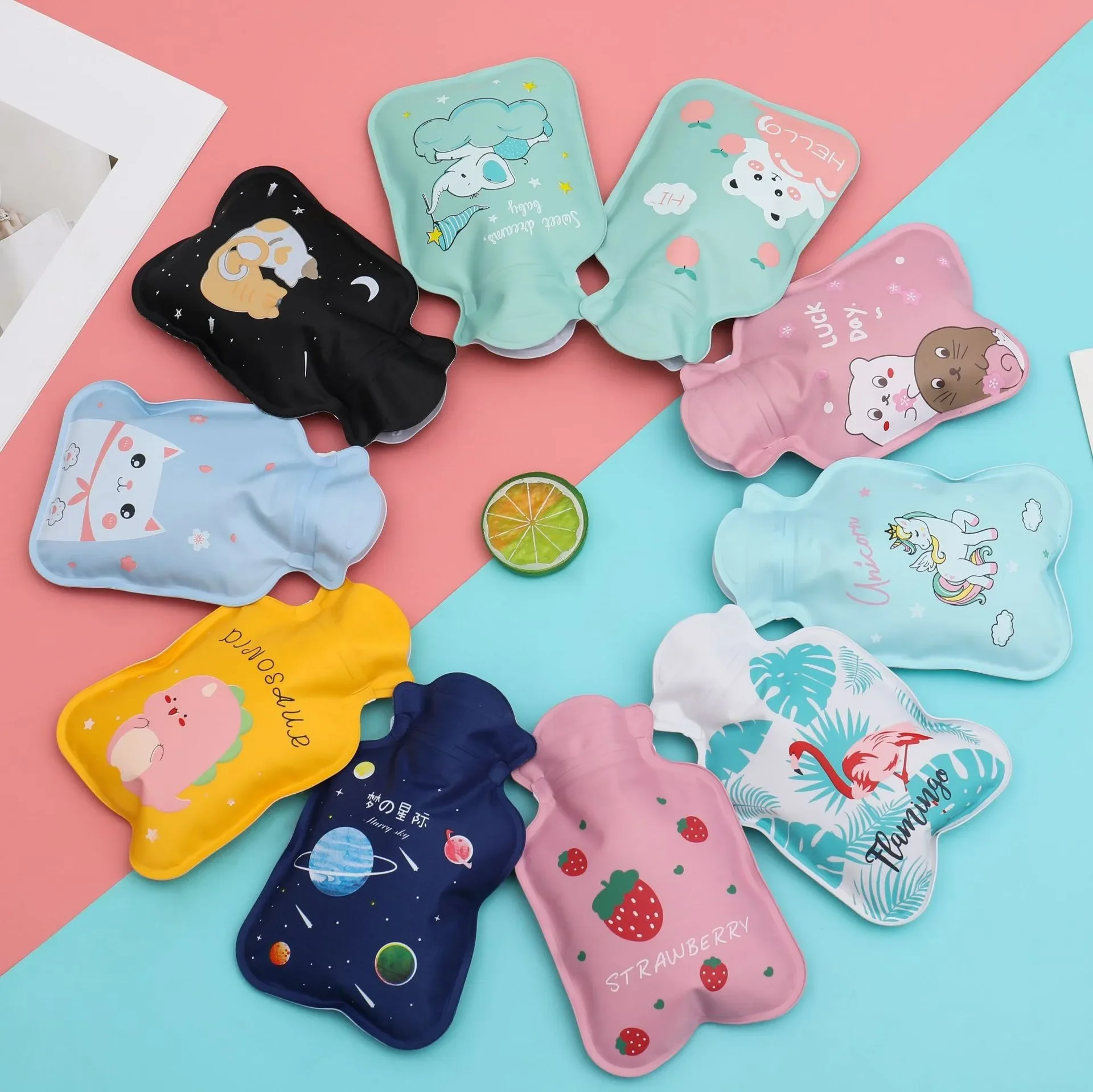 Cute Hand Warmer Hot Water Bag Heat Warm Cartoon Hot Water Bottle Water Filling Keeping Coldproof  Small Soft Reusable