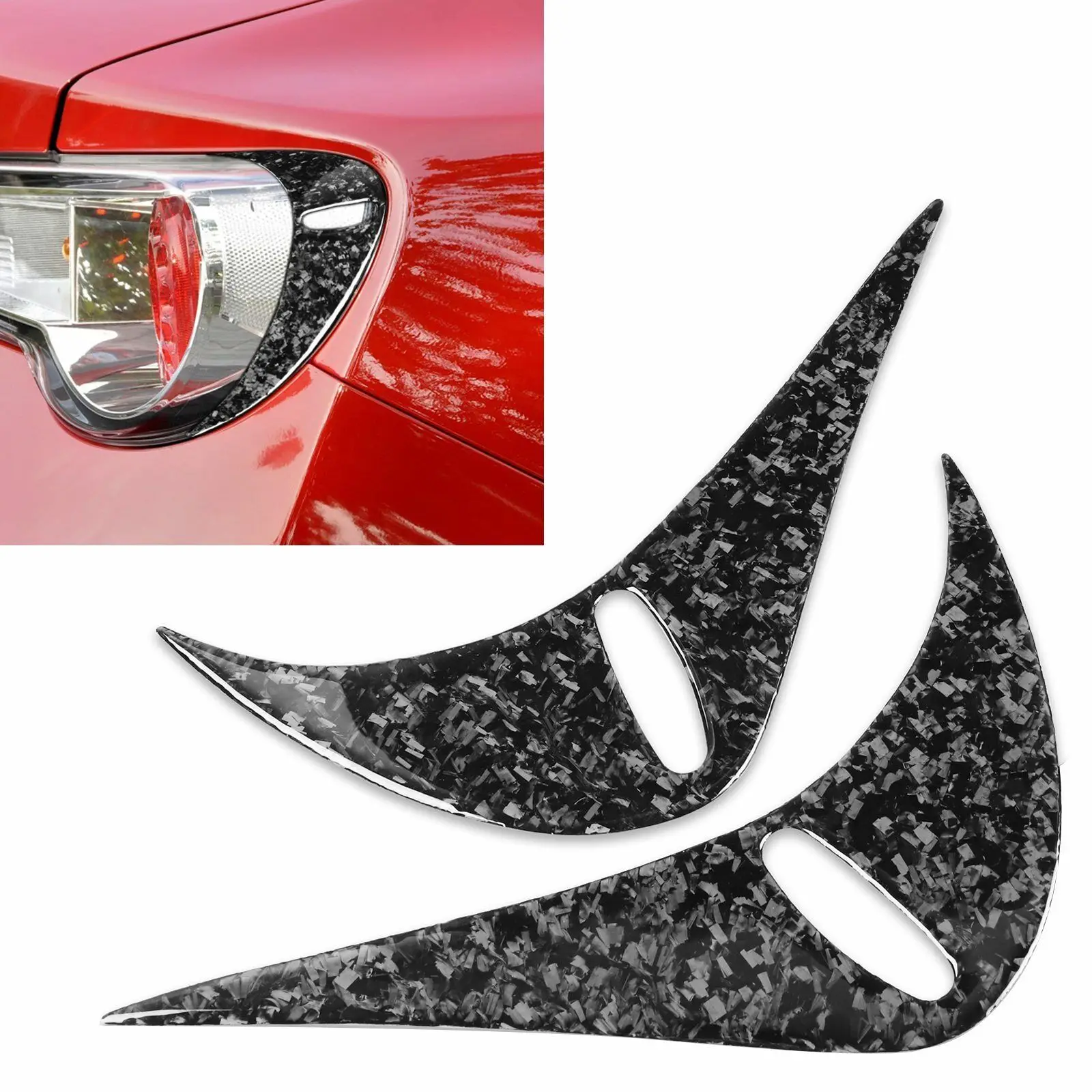 

2pcs Forged Carbon Fiber Rear Headlight Eyebrow Cover Trim For Subaru BRZ 12-16