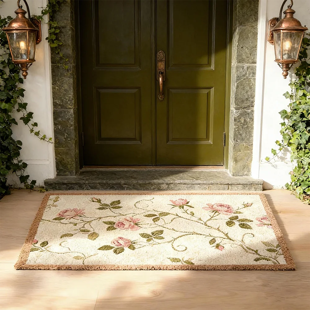 

Floral Pattern Doormat Rustic Flower Floor Mat Floral Entry Rug Bohemian Style Mat Floral Gift Indoor Outdoor Multi-use Pad