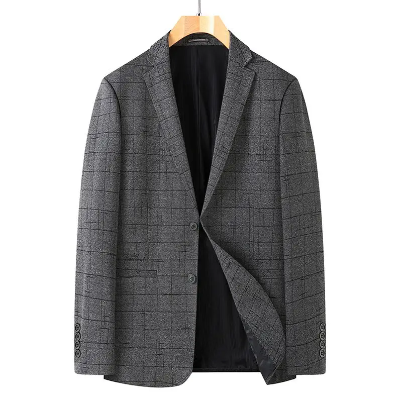 

Men's Four Seasons New Casual Loose Line Plaid Suit Long Sleeve Blazers Double Breasted Oversized XL-7XL Optional Men's Suit