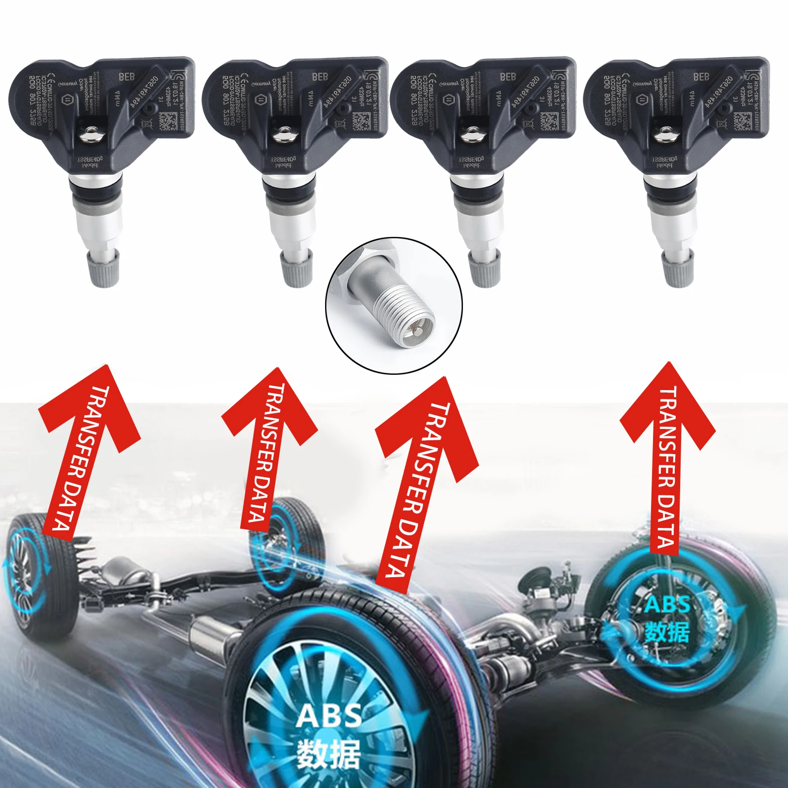 เซ็นเซอร์ระบบตรวจสอบแรงดันลมยางรถยนต์ 4 ชิ้น 5Q0907275 5Q0907275B, การจับคู่อัตโนมัติของเครื่องวัดแรงดันลมยาง 5Q090 7275F