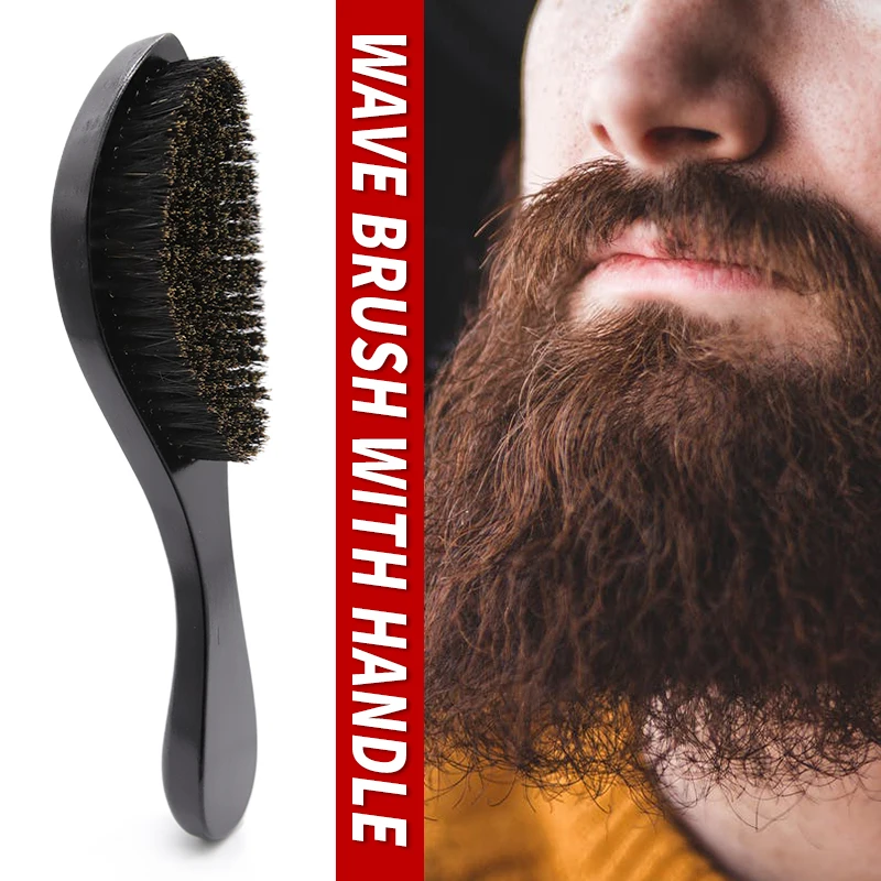 Cepillo Barba 360 Wave Brush For Men Beard Brush Medium Soft Boar bristle Wood Brush Beard Curve Palm Wave Brush Wood Beard Comb