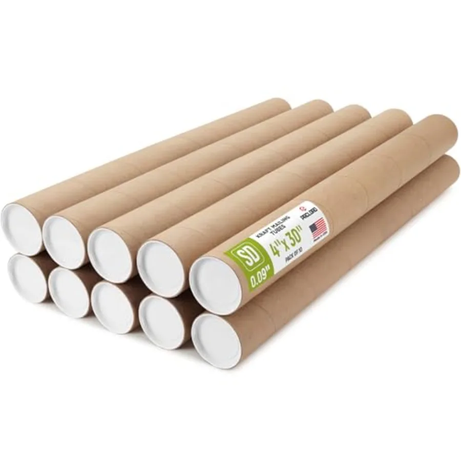 

4" x 30" Reinforced Kraft Paper Mailing Tube, Tubes with 0 Caps Secure USPS Approved Cardboard Poster Mailer for Shipping and S