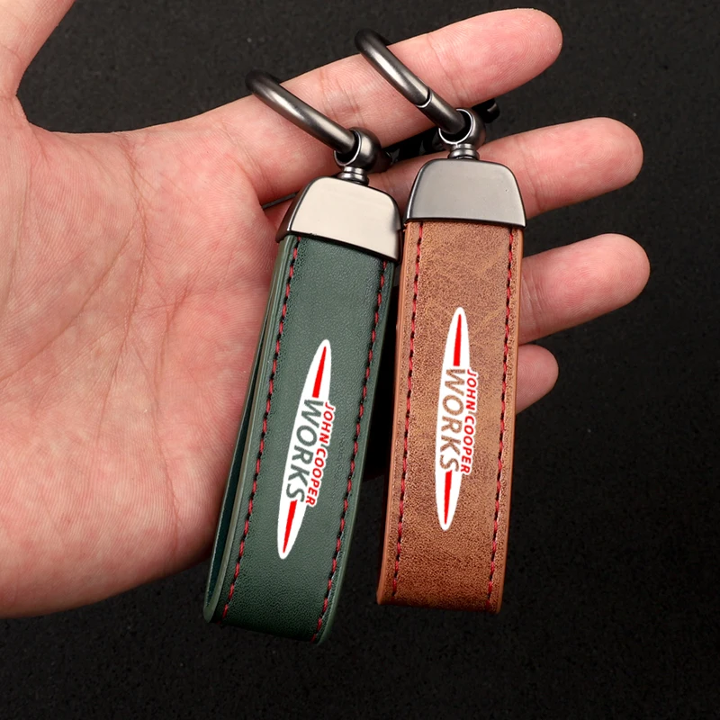 Luxury Leather Lanyard Keychain Car Key Ring Jewelry for Mini JCW John Cooper Works Car Accessories