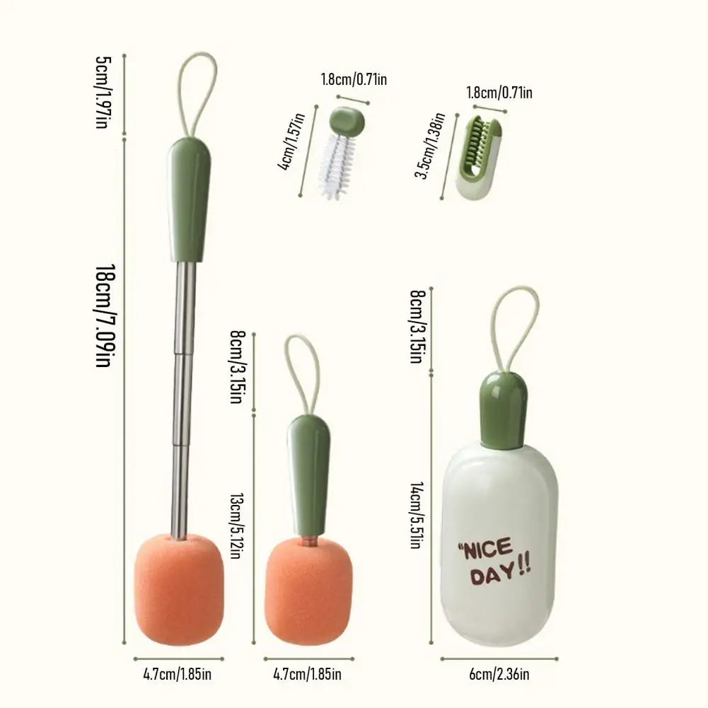 

Cup Brush Portable Brush Set Portable Brush with Retractable Handle All-in-one Bottle Cup Cleaner Container Scrubber for Easy