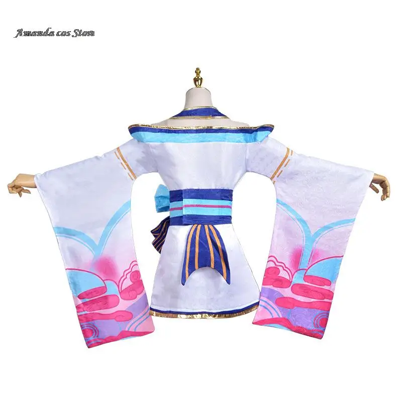 Ahri Anime Game LOL Cosplay Costume The Nine-Tailed Fox Cosplay Costume Clothes and Wig Spirit Blossom Sexy Woman Kimono Suit