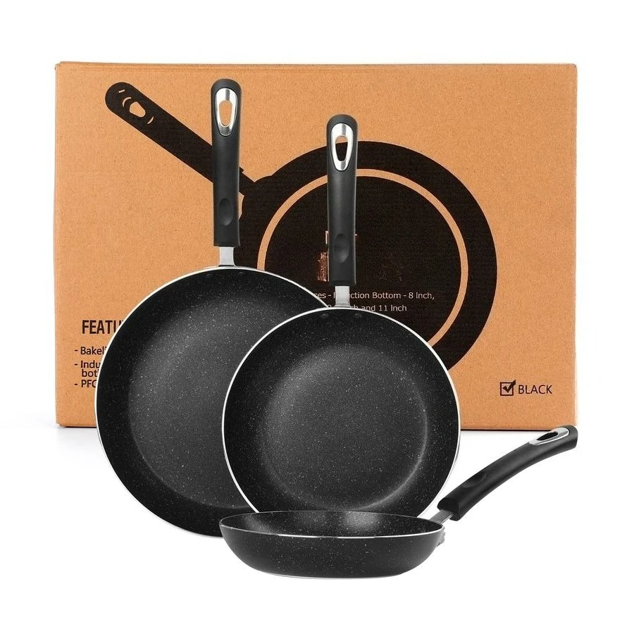 

Pan 3Piece Set, Nonstick Skillet Set for Induction Cooktop, Frying Pan Nonstick 8 Inch9.5 Inch 11 Inch Black