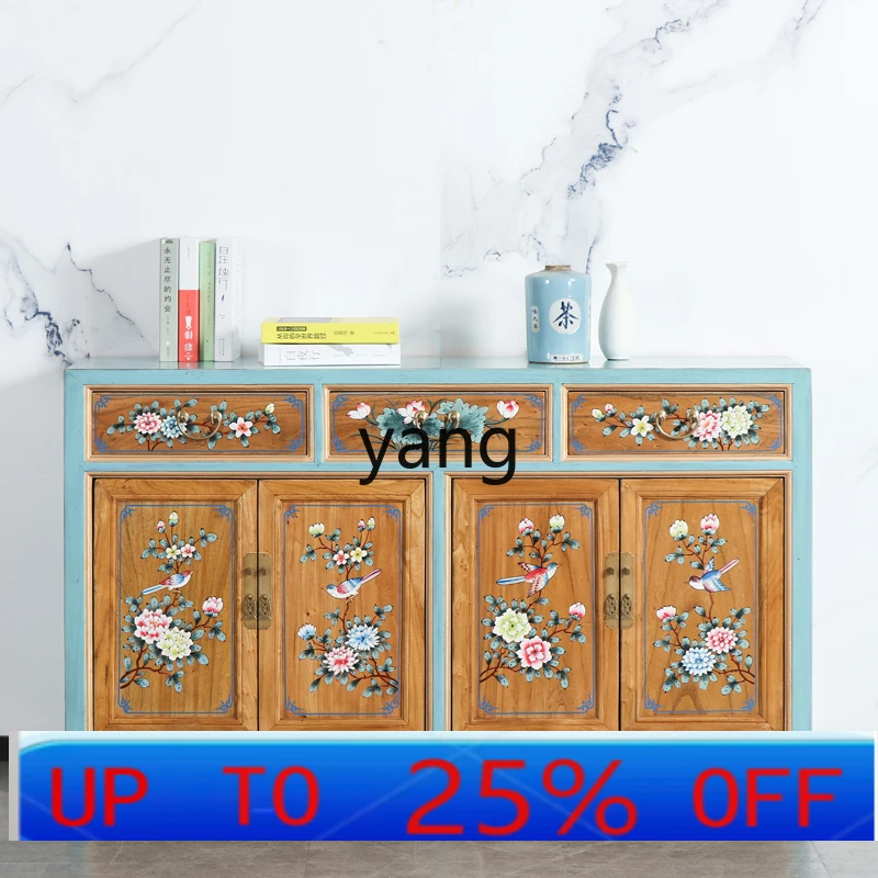 

LH New Chinese Painted Dining Side Cabinet Solid Wood Classical Living Room Locker Classical TV Cabinet
