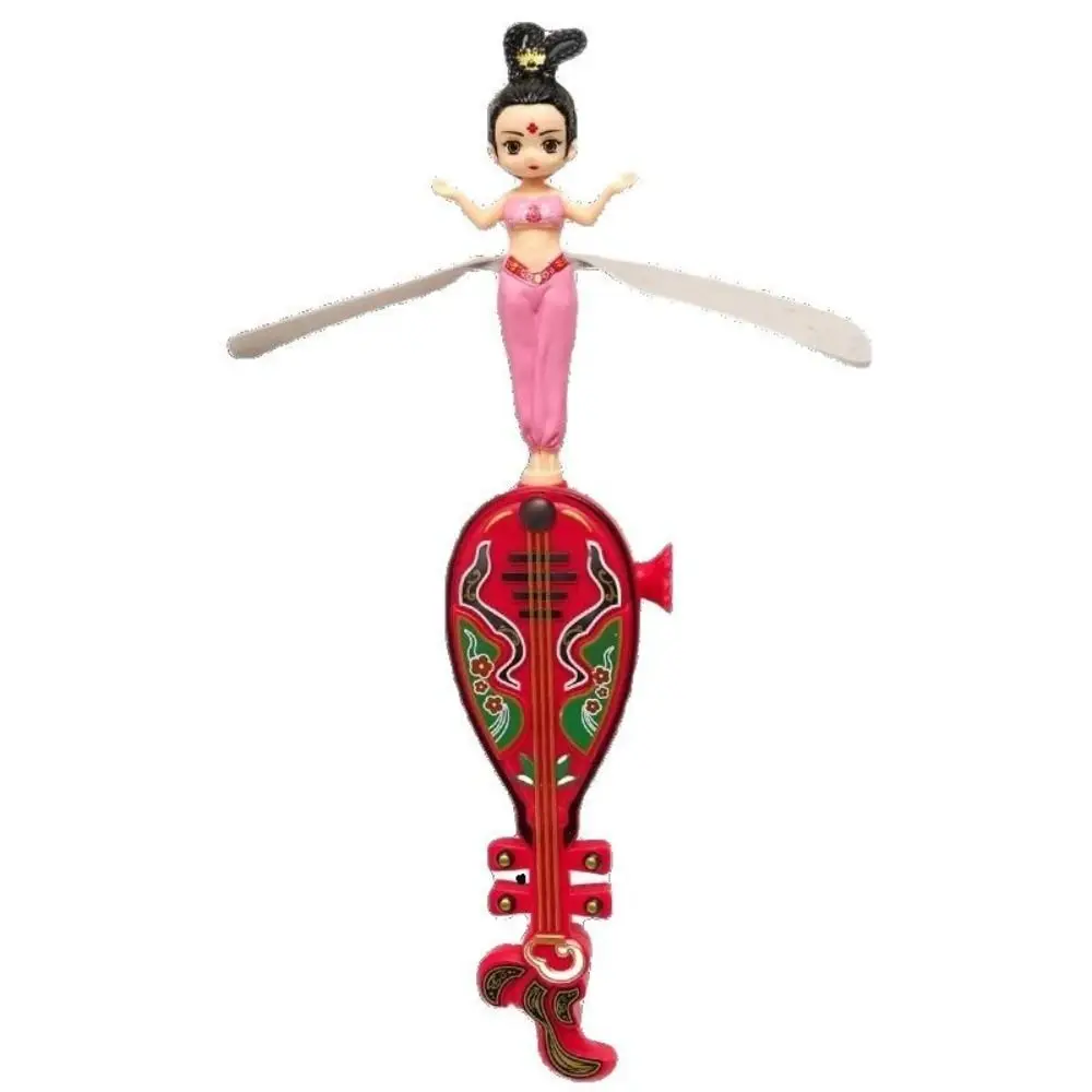 Creative Dancers Flying Dolls Disc Fairy Spinner Toy Fairy Flyer PP Flying Disc Toy Cartoon Pipa Pull String Toy Holidays