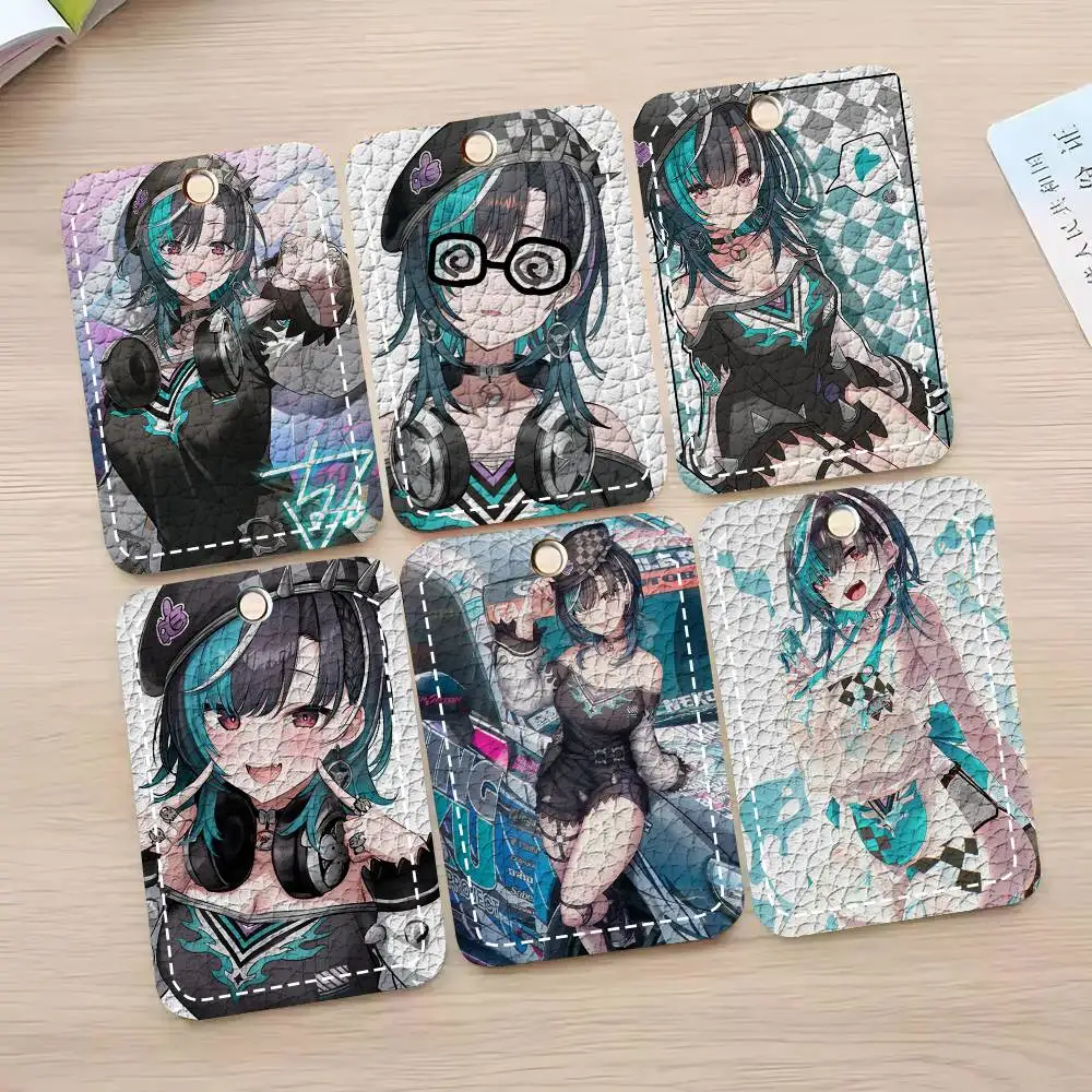 Rindou Chihaya Anime H-Hololive Card Case Keychain Access Card Bag Key Tag Ring Leather Card Holder Key Ring Access