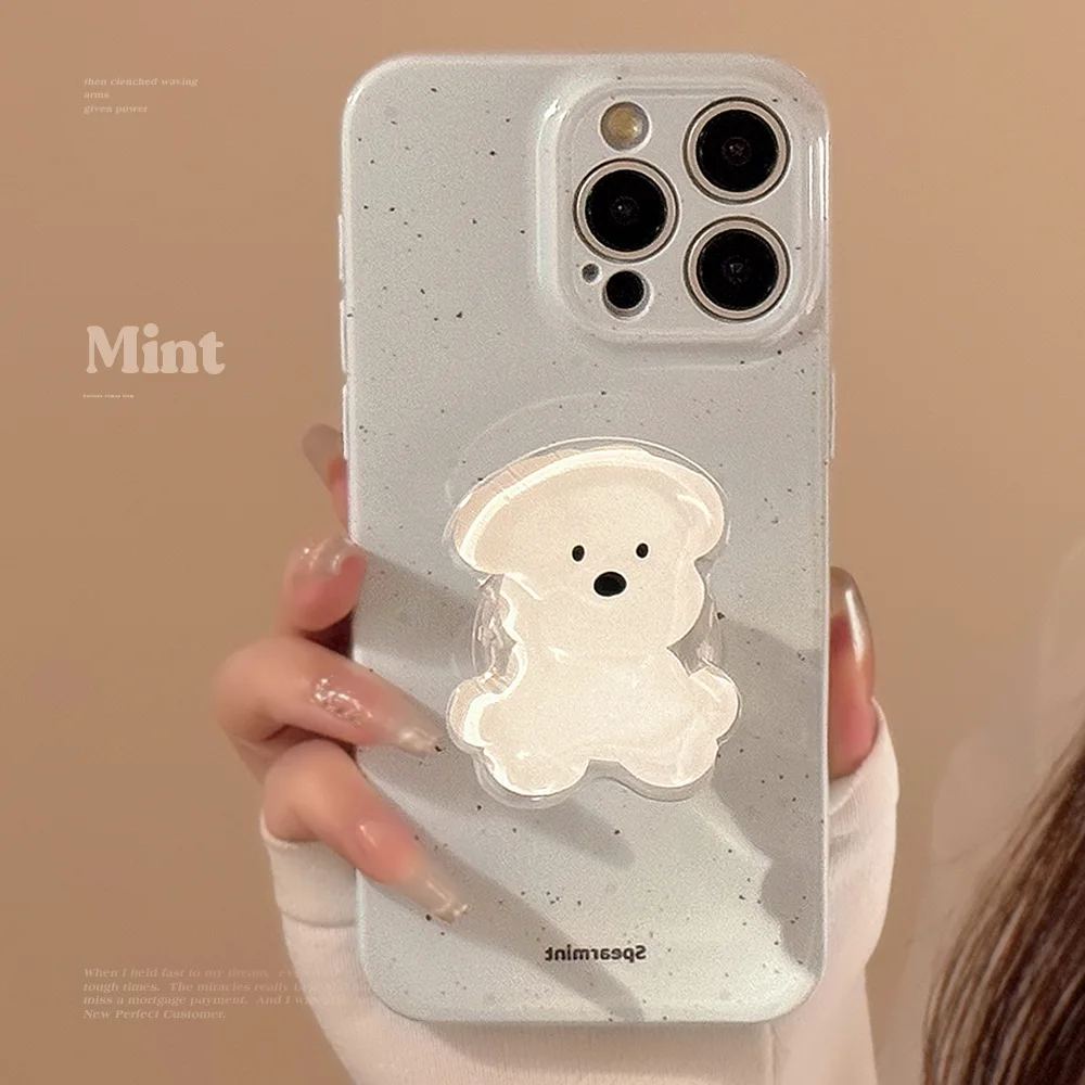 Film blue background ink dot puppy stand Phone Case For iPhone15 14 13 12 11 Pro Max X XR XSMAX  TPU  Cover New Products