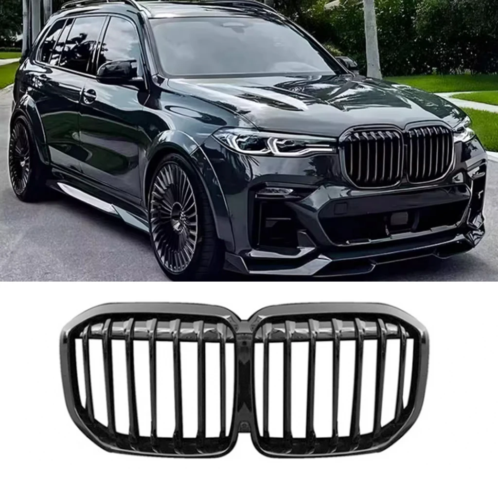 

Car Front Grille Bumper Grill For BMW G07 X7 2019 2020 2021 2022 Gloss Black Grilles With Camera Hole