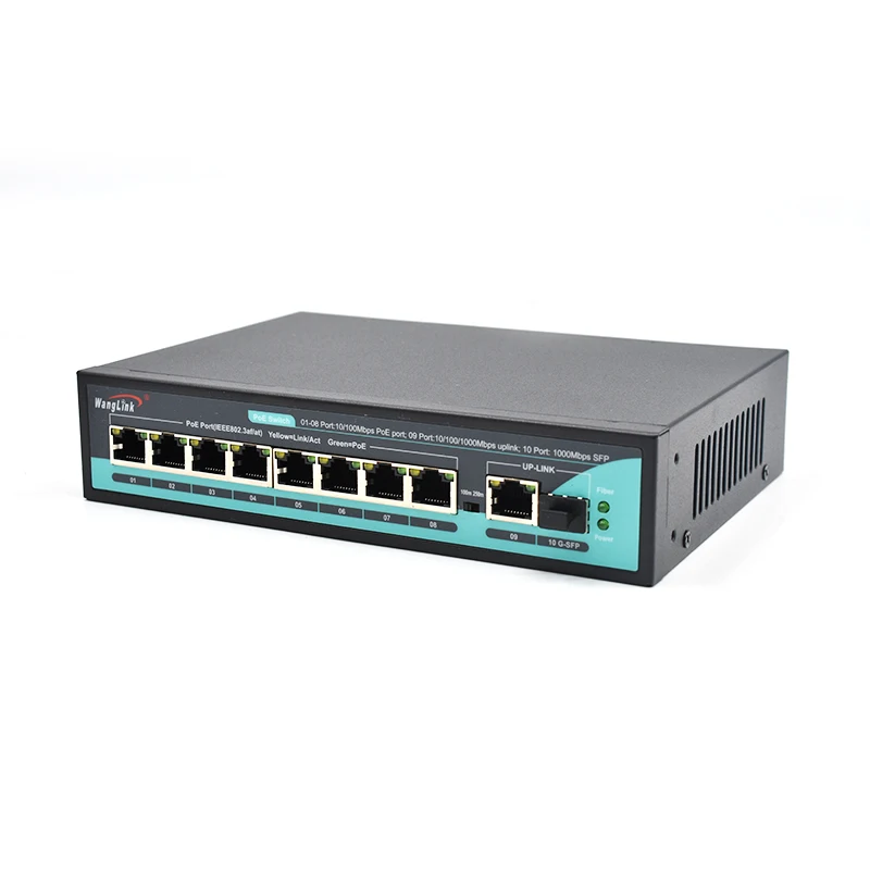 

Wanglink SL811P 8 port 10/100mbps poe and 1 gigabit RJ45 uplink 1GE SFP poe switch