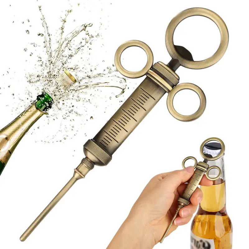 

Creative Needle Syringe Shape Metal Bottle Opener Beer Openers Bar Accessory for Club Wedding Party Supplies Nurse Gift