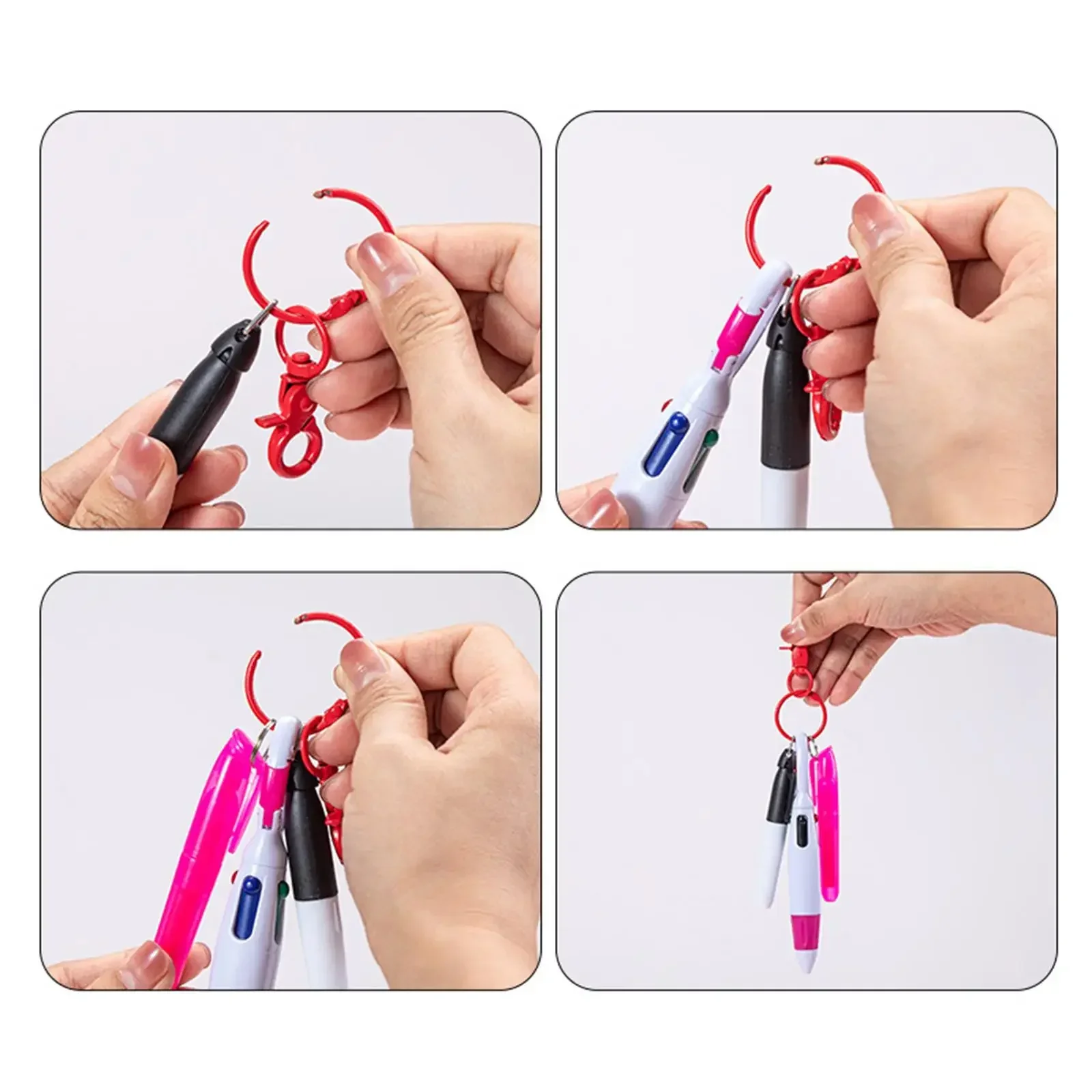 4-in-1 Multi-Colored Retractable Shuttle Pen Party Gift Multipurpose Office Supplies Gift Portable Carabiner Pen Nurse Pens